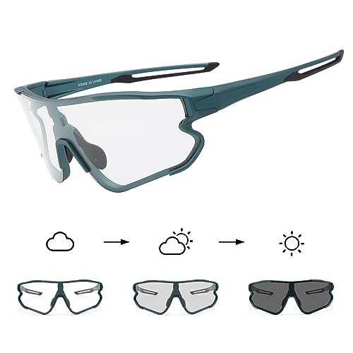 DUDUKING Sonnenbrille Selbsttönend Polarisierte Fahrradbrille Herren Damen,UV 400 Schutz Sportbrillen Radsport Brillen für Outdoorsport Radfahren Laufen Golf Baseballbrille von DUDUKING