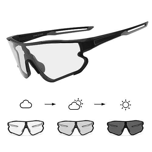 DUDUKING Sonnenbrille Selbsttönend Polarisierte Fahrradbrille Herren Damen,UV 400 Schutz Sportbrillen Radsport Brillen für Jungen Baseballbrille von DUDUKING