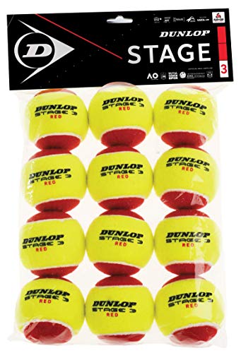 Dunlop Tennisball Stage 3 Red - für Kinder & Einsteiger im Kleinfeld (1x 12 Stück) von DUNLOP