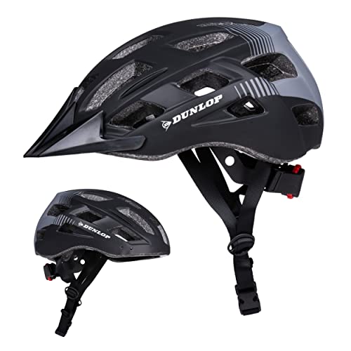 Dunlop Fahrradhelm mit Licht - Fahrradhelm Damen und Herren - Verstellbar von 58 bis 61 CM - Fahrrad Helm Größe L - mit LED-Beleuchtung - 3 Lichtmodi - Schwarz von DUNLOP
