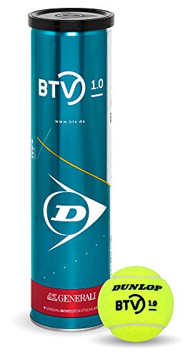 Dunlop Tennisball BTV 1.0 – offizieller Spielball für alle Bodenbeläge (1x4er Dose) von DUNLOP