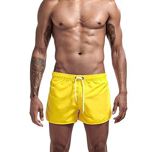 DUOMIYX Badehose Männer Modische Schnürshorts, Schnell Trocknende Surfhose, Sport Shorts-Gelb-3Xl von DUOMIYX