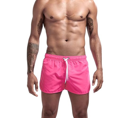DUOMIYX Badehose Männer Modische Schnürshorts, Schnell Trocknende Surfhose, Sport Shorts-Rosa-XL von DUOMIYX