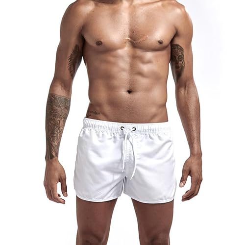 DUOMIYX Badehose Männer Modische Schnürshorts, Schnell Trocknende Surfhose, Sport Shorts-Weiß-XL von DUOMIYX