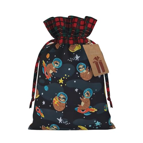 DURAGS Niedliche Baby-Faultier-Geschenktüten mit Farbblockierung, rustikale Textur, praktische Geschenktüten für Weihnachten und Feiertage von DURAGS