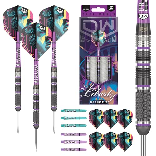 DW Liberty Dartpfeile mit 90 % Wolframstahlspitze, 25 g, präzise ausbalanciert, präzise und langlebig – perfekt für professionelle und Freizeitspieler von DW