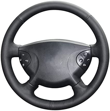 Black Leather Car Steering Wheel Cover, for Mercedes Benz E-Class W211 G-Class W463 2002-2007,Yellow Line von DWEIAN