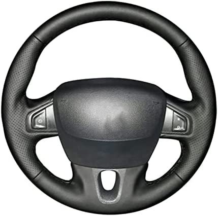Black Leather Car Steering Wheel Cover, for Renault Megane 3 Grand Scenic 3 Kangoo 2 Fluence ZE, for Nissan NV250,Black Line von DWEIAN