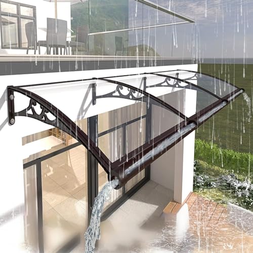 DWSSX Vordach für Haustür, Überdachung Haustürdach aus Aluminium und Polycarbonat, UV-Schutz,Regenschutz Vordach für Eingangstür, Transparente & Schwarze Halterung (Size : 100x290cm) von DWSSX