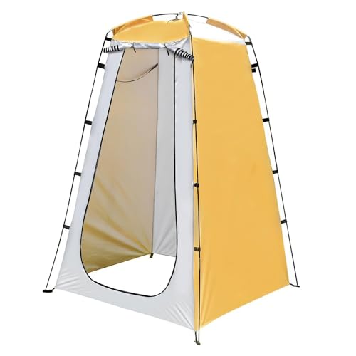 Tragbares faltbares Zelt, 120 x 120 x 190 cm, tragbares Duschzelt, Camping, Toilette, Umstellraum, Außenschrank, Außen, tragbar, Gelb von DWiusty