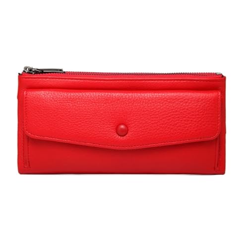 DXFBHWWS Damen-Geldklammern aus Rindsleder, Abendtaschen, Kartenetuis, echtes Leder, Geldbörsen, Handtaschen (Color : Red) von DXFBHWWS