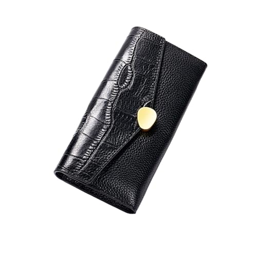DXFBHWWS Handtaschen Damen Geldklammern Geldbörsen Portemonnaies Kartenetuis aus echtem Leder Geld-Organizer(Color:Black) von DXFBHWWS