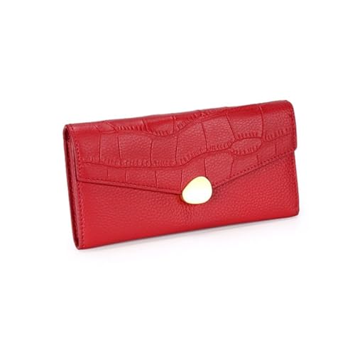 DXFBHWWS Handtaschen Damen Geldklammern Geldbörsen Portemonnaies Kartenetuis aus echtem Leder Geld-Organizer(Color:Red) von DXFBHWWS