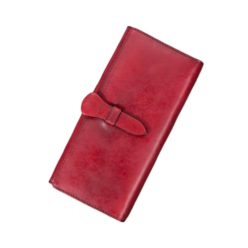 DXFBHWWS Retro-Handtaschen for Damen, Business-Geldbörsen, Geldorganisatoren aus Rindsleder, Kartenetuis, Münzbörsen, Geldklammern aus echtem Leder (Color : Red) von DXFBHWWS