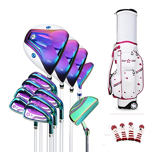 Komplette Golfschläger für Damen, Golfschläger-Set, Golf-Lern-Trainingsset, Carbonschaft 12 Schläger, mit Queue-Tasche Vision von DYBHSD