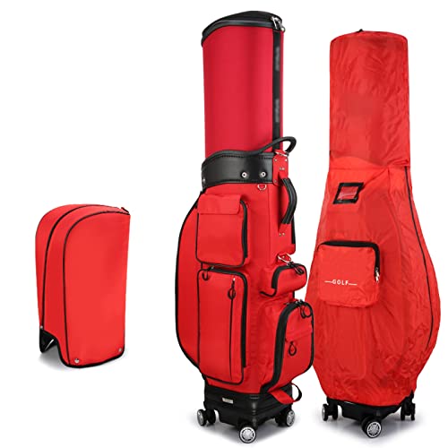 Tragbare Golftasche für Männer und Frauen, Golf-Standtasche mit 4 Universalrädern, unabhängiger Schuhtasche und Zollschloss, Reise-Golfschlägertaschen Vision von DYBHSD