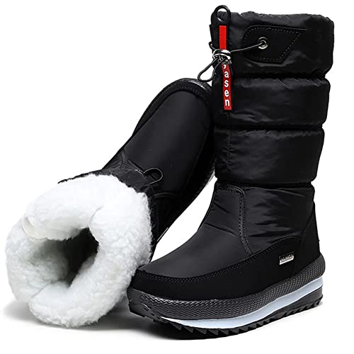 Damen-Schneestiefel mit Reißverschluss Winter Gebaut für Komfort, Winter II Wasserdichter, mit Fell gefütterter, frostiger, Warmer, Rutschfester Stiefel,A,36 von DYHQQ