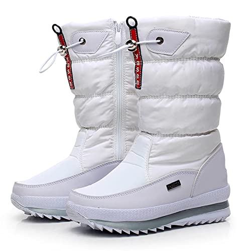 Damen-Schneestiefel mit Reißverschluss Winter Gebaut für Komfort, Winter II Wasserdichter, mit Fell gefütterter, frostiger, Warmer, Rutschfester Stiefel,B,36 von DYHQQ