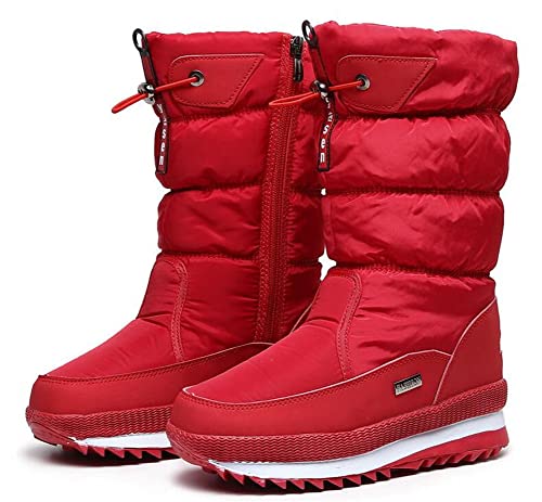 Damen-Schneestiefel mit Reißverschluss Winter Gebaut für Komfort, Winter II Wasserdichter, mit Fell gefütterter, frostiger, Warmer, Rutschfester Stiefel,D,40 von DYHQQ