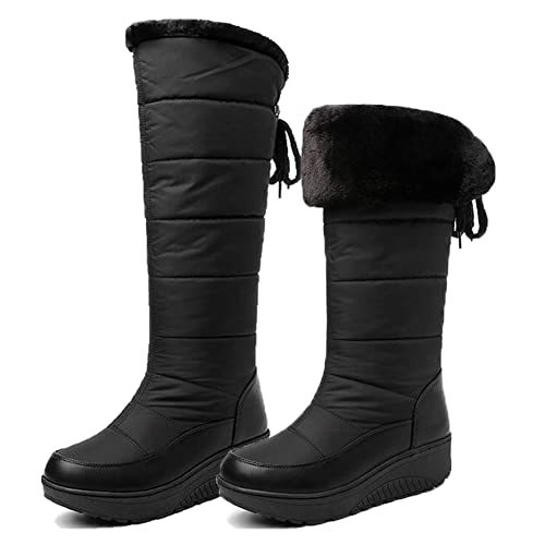 Damen Winterstiefel gefüttert wasserdichte Winterschuhe Schneeschuhe Outdoor-Trekking-Schuhe mit Zip-Verschluss,A,36 von DYHQQ