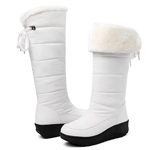 Damen Winterstiefel gefüttert wasserdichte Winterschuhe Schneeschuhe Outdoor-Trekking-Schuhe mit Zip-Verschluss,B,41 von DYHQQ