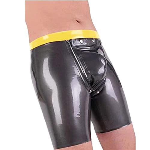 DYTAH Sexy Latex Boxer Shorts Yellow with Silver Rubber Underwear for Men,Schwarz,XXL von DYTAH