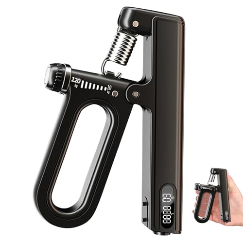 Handtrainer Unterarmtrainer mit Rutschfester Verstellbarer Griff 10-120 kg und Elektronische Echtzeit Zählgreifer,Griffkrafttrainer Hand Unterarm Trainingsgerät für Sportler und Handerholung (Schwarz) von DZAY