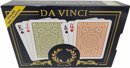 Da Vinci Club Casino, Italienisch, 100% Kunststoff Spielkarten, 2-Deck Poker Größe Regular Index, mit Set Hard Shell Fall & 2 Cut Karten von DA VINCI