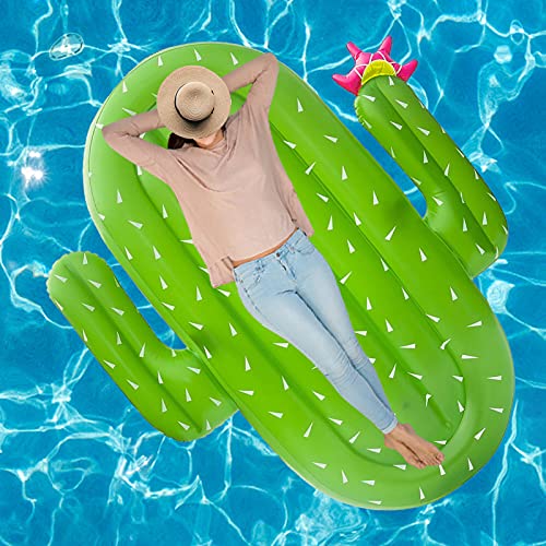 DaMohony Aufblasbarer Kaktus Pool Float Grün Kaktus Schwimmbad Luftbett PVC Kaktus Wasserbett Erwachsene Wassersport Strand Spielzeug Schwimmbad Schwimmender Stuhl von DaMohony