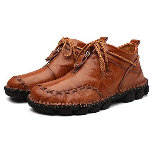 DaYee Männer lässig Echtes Leder Komfortable Schneeschuhe Ankle Boots (40,Brown) von DaYee