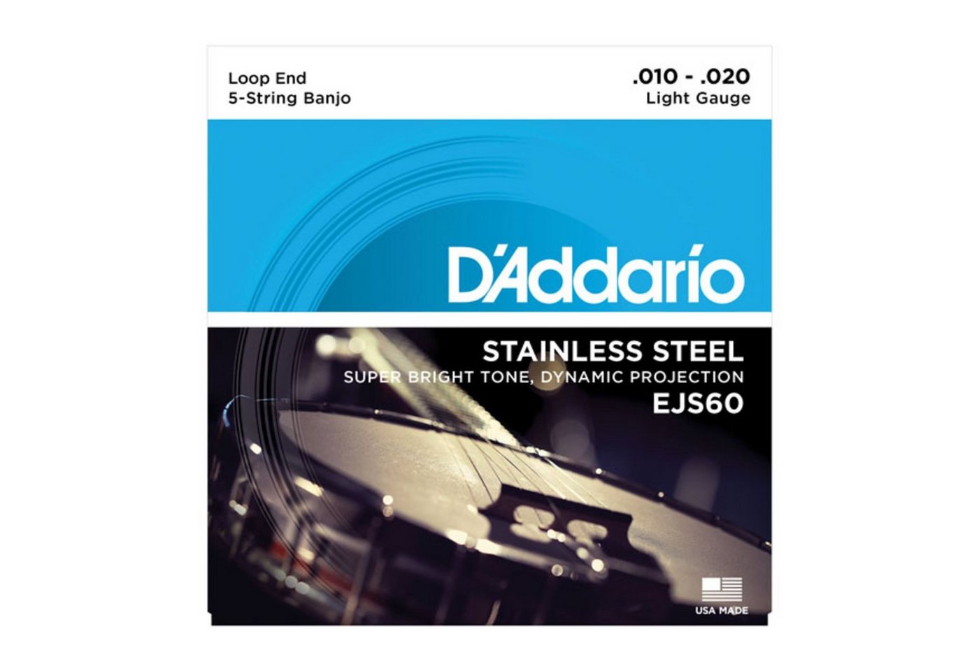Daddario Saiten, Banjo Saiten EJS60 10-20 5-String Stainless Steel Loop End - Saiten von Daddario