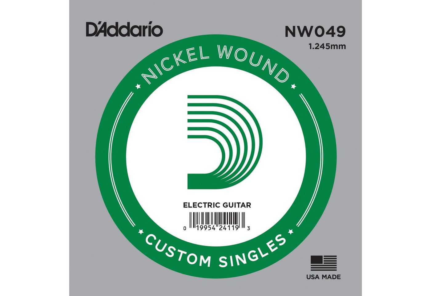Daddario Saiten, NW049 Nickel Wound Einzelsaite - Einzelsaite für Gitarren von Daddario