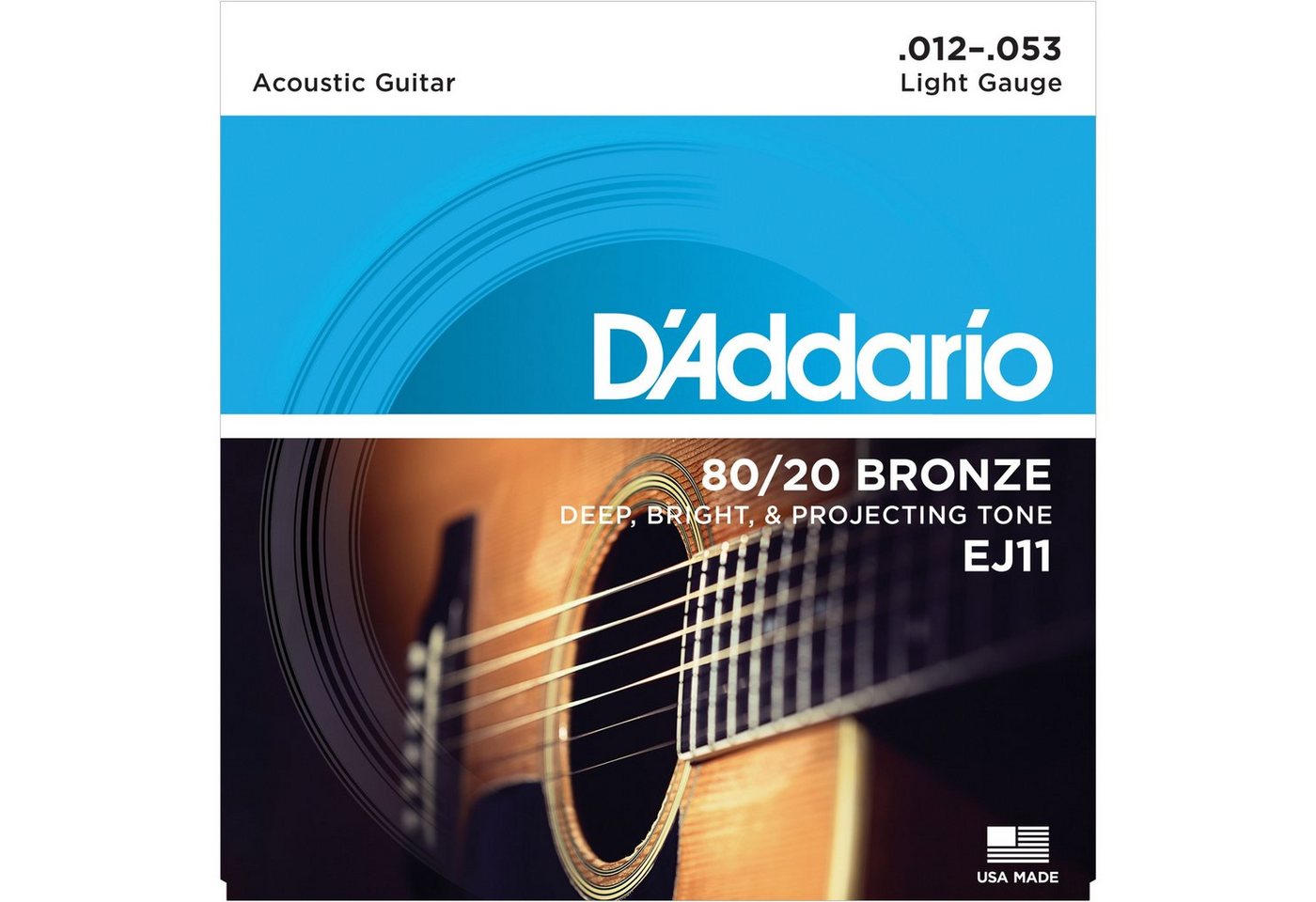 Daddario Saiten, EJ11 12-53 80/20 Bronze Light - Westerngitarrensaiten von Daddario
