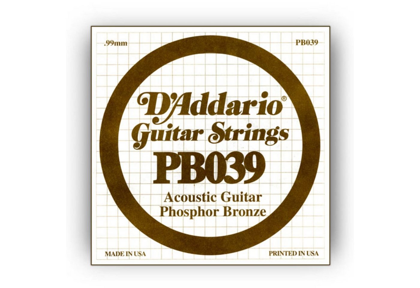 Daddario Saiten, Einzelsaite PB039 Phosphor Bronze - Einzelsaite für Gitarren von Daddario