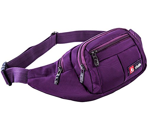 Nylon Bauchtasche Multifunktionale Hüfttasche für Reise Wanderung und Alle Outdoor-aktivitäten Lila von DAIHAN