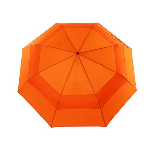 Regenschirm Sturmfest Bis 140 Km/H - 8 Edelstahl-Rippen Taschenschirm mit Auf-Zu-Automatik, Klein, Leicht & Kompakt Orange von DAIHAN