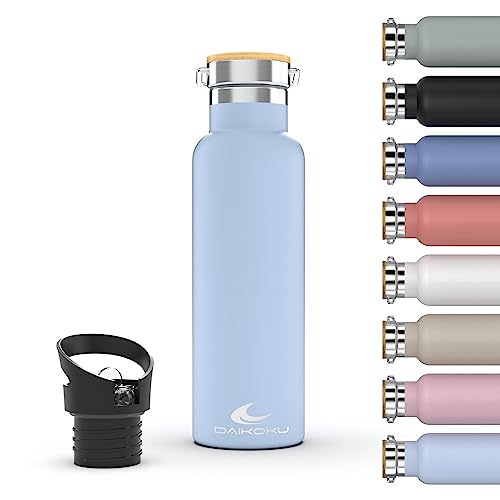 Daikoku Bottle, Doppelwandige Thermosflasche aus Edelstahl, Thermosflasche, die das Getränk stundenlang heiß oder kalt hält, zwei Verschlüsse, himmelblau, 750 ML von Daikoku