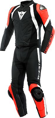 Dainese Avro 4, Lederkombi 2tlg. - Matt-Schwarz/Neon-Rot/Weiß - 54 von Dainese