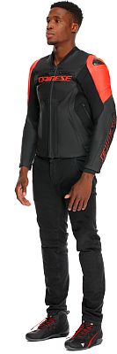 Dainese Racing 5, Lederjacke - Schwarz/Neon-Rot - 44 von Dainese