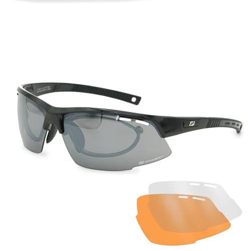 Daisan Fahrradbrille mit Clip für die Sehstärke Radbrille Sportsonnenbrille (schwarz) von Daisan