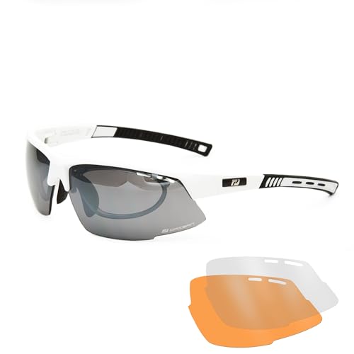 Daisan Fahrradbrille mit Clip für die Sehstärke Radbrille Sportsonnenbrille (weiß) von Daisan