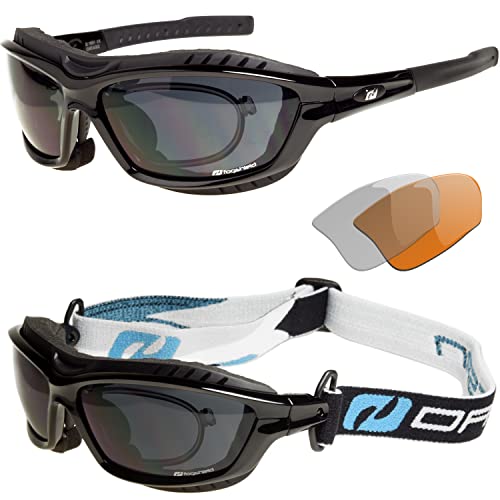 Daisan Motorradbrille mit Optik-Clip für Brillenträger schwarz glänzend von Daisan