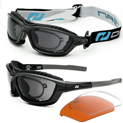 Daisan Motorradbrille mit Optik-Clip für Brillenträger schwarz matt von Daisan