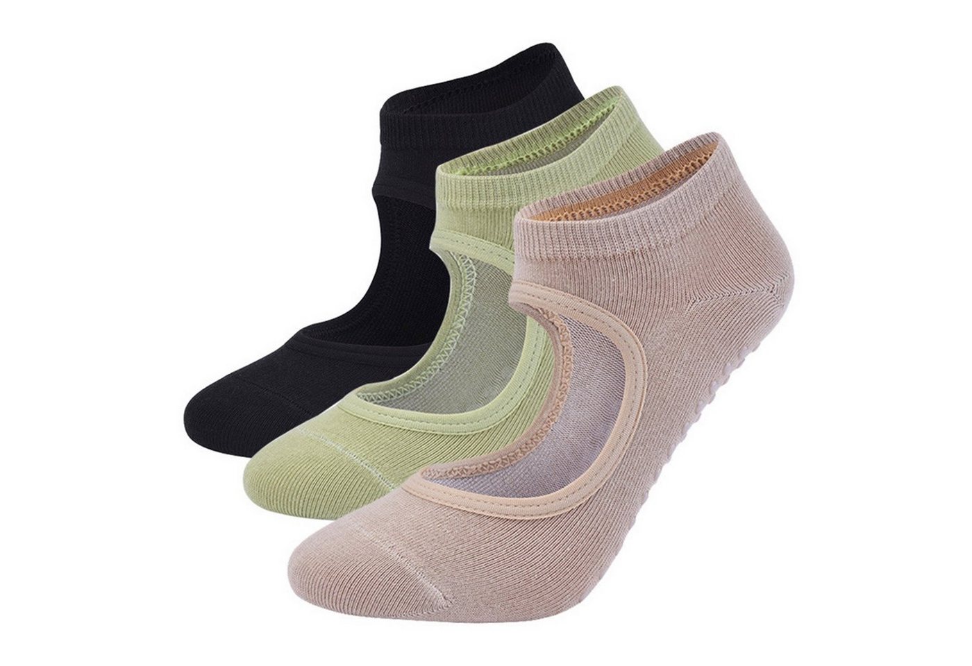 Daisred Sneakersocken Yoga Socken Rutschfeste für Damen, 3 Paare Pilates Sock von Daisred