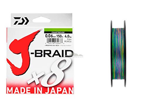 Daiwa J-Braid 8 Braid Geflochtene Angelschnur, Mehrfarbig, 300 m, Dm: 0,16 mm von Daiwa