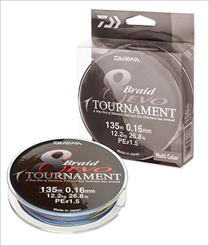 Daiwa Tournament 8 Braid EVO 0.16mm, 12,2kg/26,8lbs 150m Multicolour von Daiwa