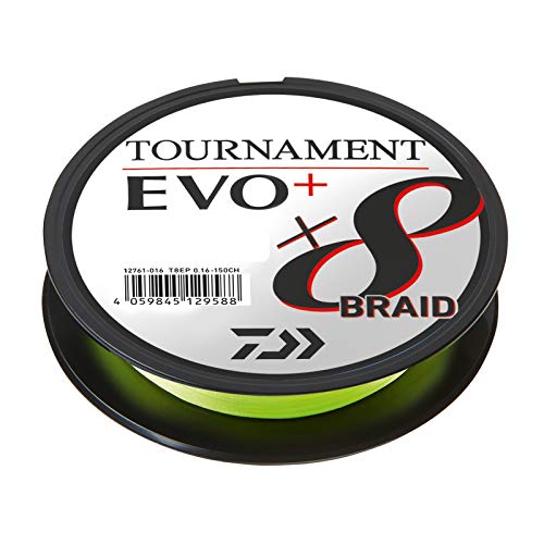 Daiwa Tournament X8 Braid EVO+ 0,20mm 135m Chartreuse geflochtene Angelschnur von Daiwa