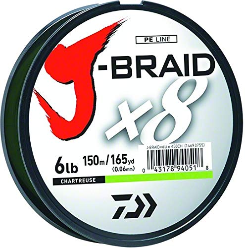 Daiwa Unisex-Erwachsene Braided LINE J-BRAIDX8 geflochtene Schnur, Hellgrün, 10 lb von Daiwa
