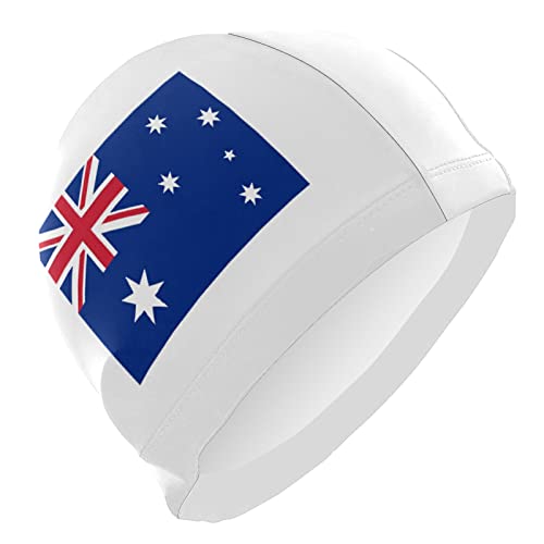 Dallonan Badekappe Australien Flagge Weiß Unisex Erwachsene Badekappe Polyester von Dallonan