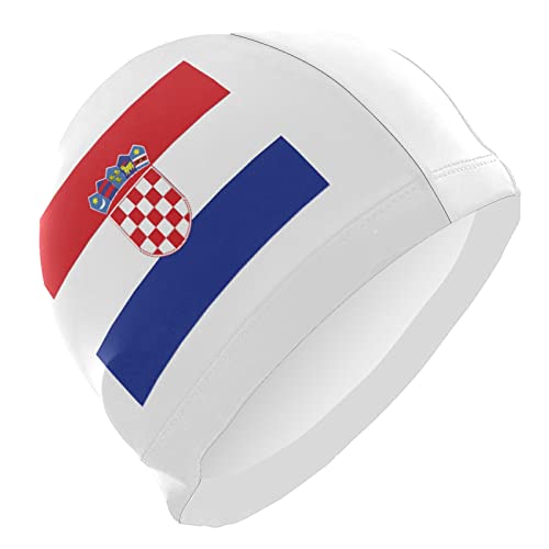 Dallonan Badekappe Kroatien Flagge Weiß Unisex Erwachsene Badekappe Polyester von Dallonan
